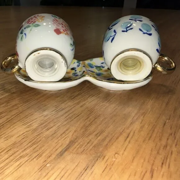 Anthropologie Tea Cups Salt & Pepper Shakers Floral Chintz Cottagecore Boho - Picture 8 of 12